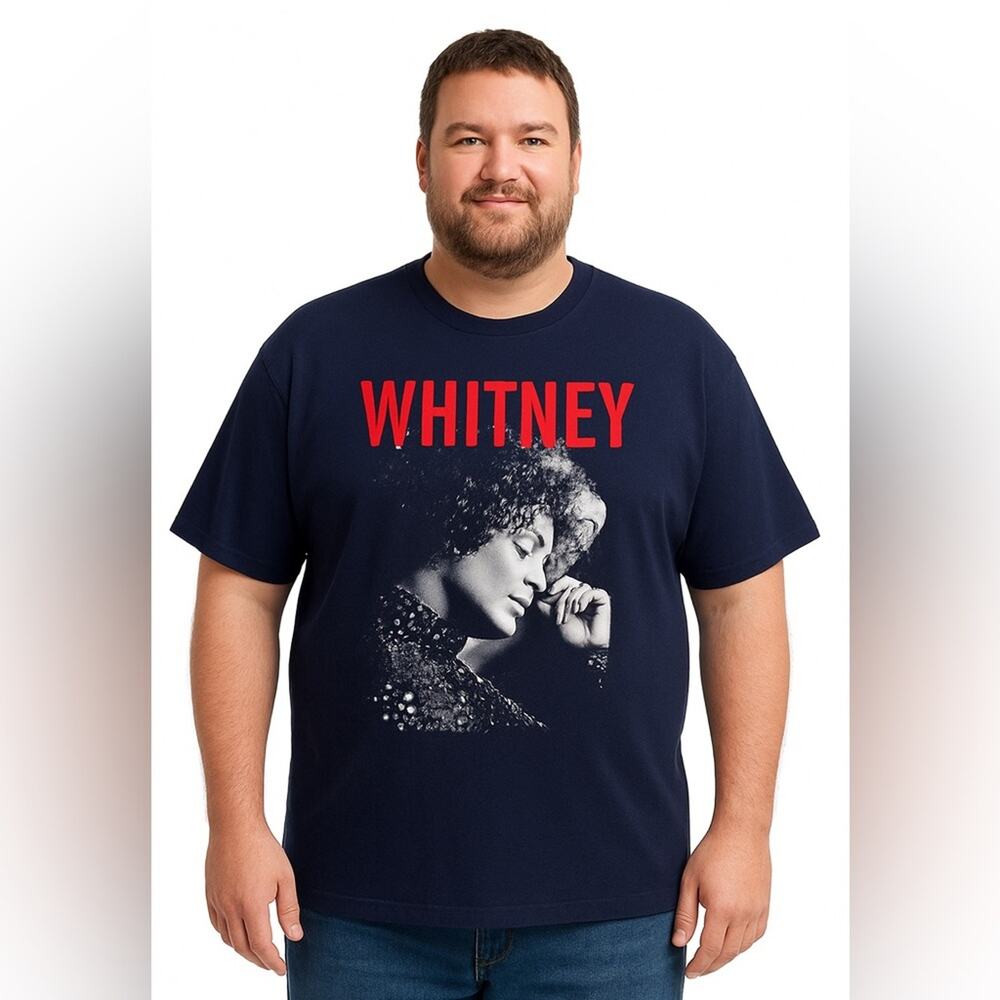 Official Licensed Whitney Houston Graphic Black Band Tee Big & Tall Size 2XL